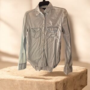 Aeropostale Women's Light Blue Button Down Shirt